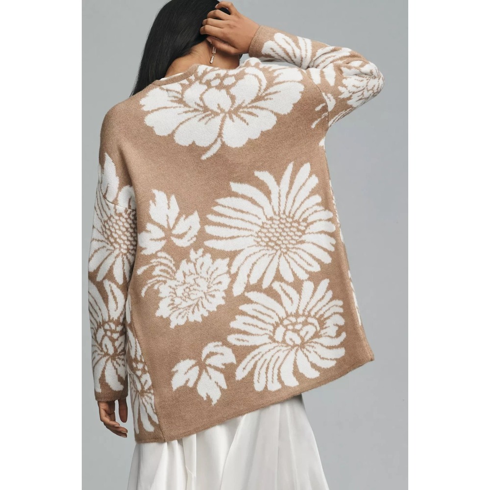 By Anthropologie Floral Cardigan Sweater Small Open Cottagecore Boho Chic Rustic - Picture 3 of 16
